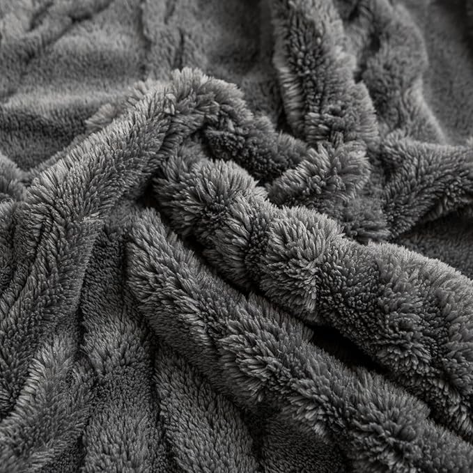 YUSOKI Sherpa Queen Size Blanket-3D Stylish Design Super Soft Fuzzy Cozy Warm Blanket Thick Plush Fluffy Furry Blankets for Teen Girls Women Couch Bed Sofa Chair Men Boys Gift(Grey,90"x90")