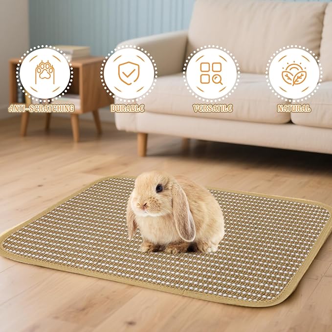 Rabbit Scratching Pad, Sisal Scratching Pad for Bunny, Guinea Pig, Cat. Resting Mats for Cages, Forage Grass Mat Indoor Essentials Accessories