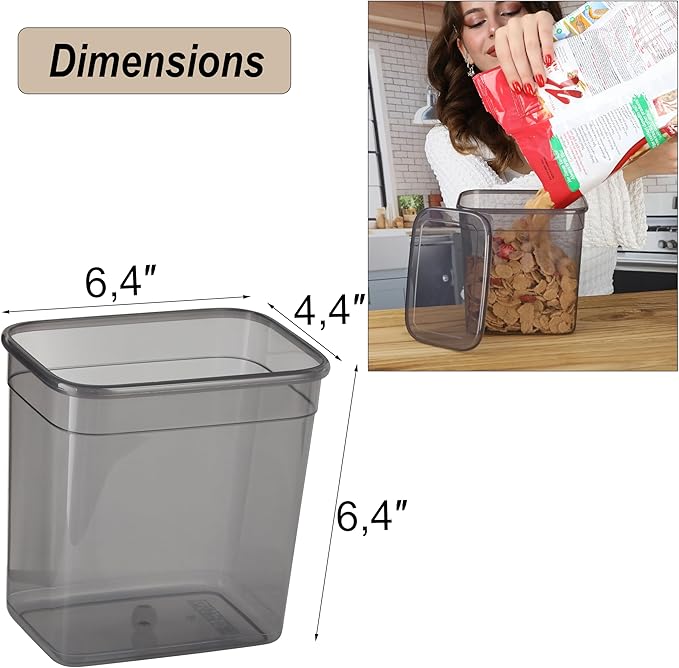 T&D HOME GOODS Storage Jars with Lid, Airtight, Set of 12 Storage Containers, BPA-Free, Storage Container for Cereal, Flour, Kitchen, Practical Organiser Kitchen, (12, Rectangular)