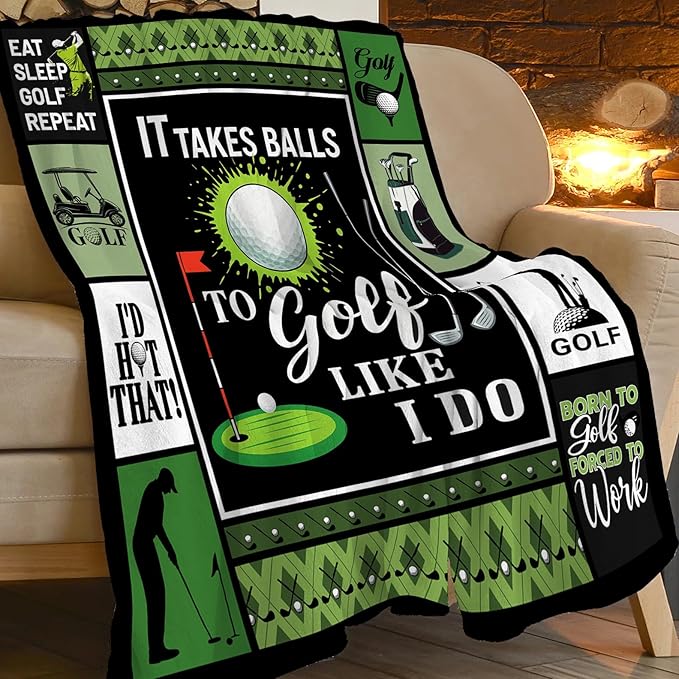 Golf Blanket, Golf Sport Throw Blanket, Golfing Gifts Blankets Stuff Fleece Flannel Plush for Golfers Men Women Lovers Adults Soft Bedding Gift for Sofa Bed Office Home Decor 60"x50"