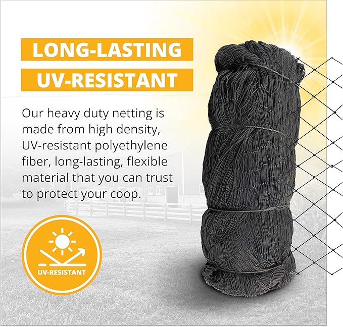 Stromberg's 1" Knotted Netting, Game Bird Netting, Heavy Duty, Chicken Coops, Gardening, UV-Resistant, 85 lb. Break Strength, 25'x100'