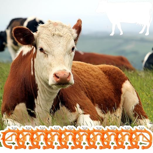 20 Pcs Plastic Livestock Nose Rings Cattle Halter Durable Farm Equipment Weaner Tool for Cattle, Calves Calf Cow (Orange)(Orange)