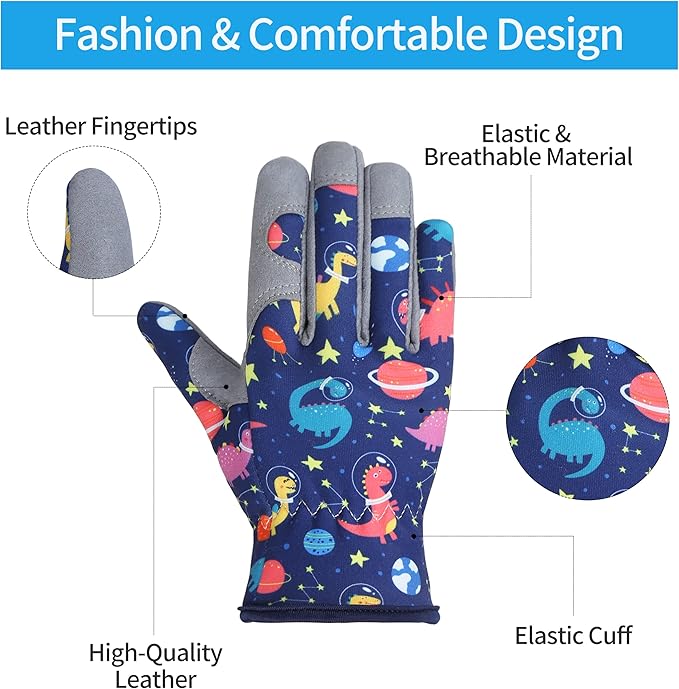 Baidast Gardening Gloves for Kids (6-9 Years Old), Thorn Proof Gardening Gloves, Breathable & Flexible