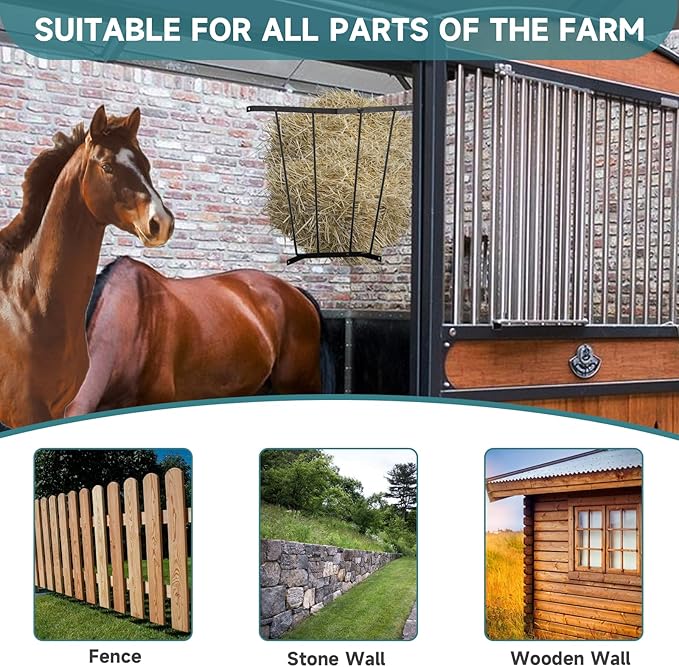 Corner Hay Rack Carbon Steel Hay Feeder Blanket Holder 23.3 x 13.2 x 21.7In Wall Mounted Hay Rack Hay Feeder for Horses Goats Farm Indoor and Outdoor Use