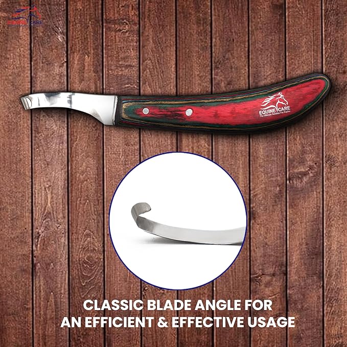 Equine Care Farrier Hoof Knife (Right-Handed) | Razor Sharp J2 Stainless Steel Blade, Ergonomic Handle | Professional Grade Precision Tool for Horse, Cow, Goat & Livestock Hoof Trimming & Shoeing.