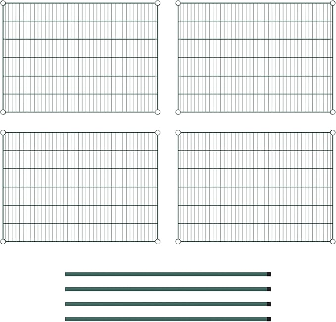 Commercial NSF Listed Green Epoxy Stationary Wire Shelving Kit 30" x 42" x 54", with 4 Shelves Perfect for Warehouse, Walk-in Refrigerator, Freezer, Grocery Store, Restaurant, Dishroom