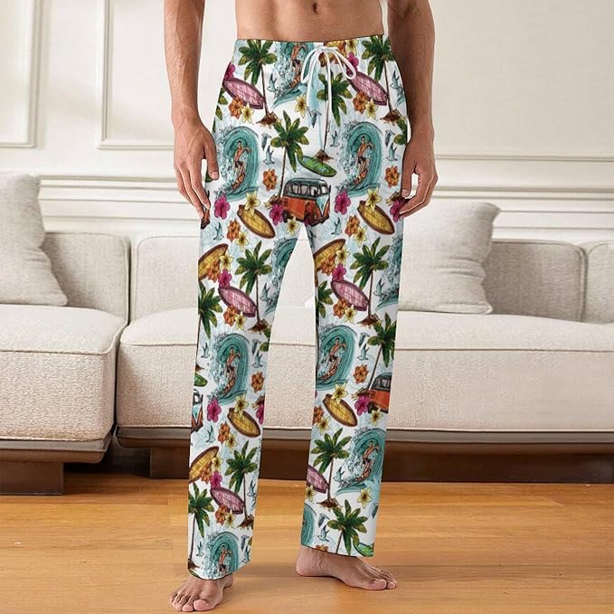 Funny Mens Pajama Pants Lightweight Soft Lounge Pant Sleep Pj Bottoms for Men With Pockets