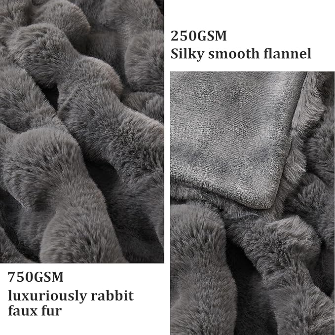 Faux Fur Throw Blanket for Couch, 1000 GSM Cozy Fuzzy Fluffy Soft Plush Thick Bubble Sherpa Blanket for Sofa Bedroom Living Room, Mothers Day Birthday Gifts for Women Home Decor