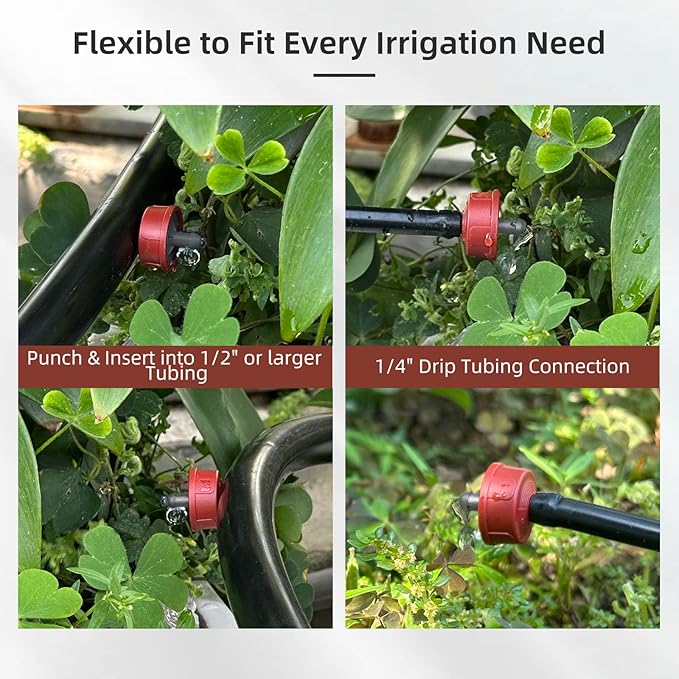60PCS 0.75 GPH Pressure Compensating Drip Irrigation Spot Watering Drippers/Emitters, Self-Cleaning Constant Flow Drip Irrigation Emitters Heads Irrigation Drippers Parts for Drip Irrigation System