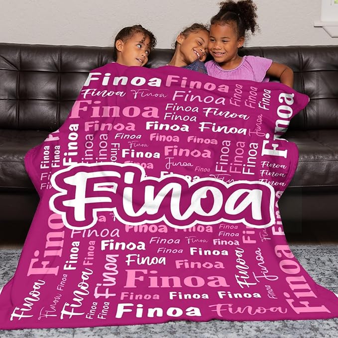Custom Blanket with Name Personalized Blankets for Kids Adult Boys Girls Flannel Monogrammed Customized Blankets Throw (50''x60'')