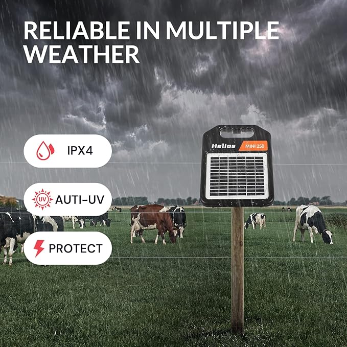 Andmon MINI250 Solar Electric Fence Charger with Day or Night Mode, 0.18Joule Portable Solar Fence Charger