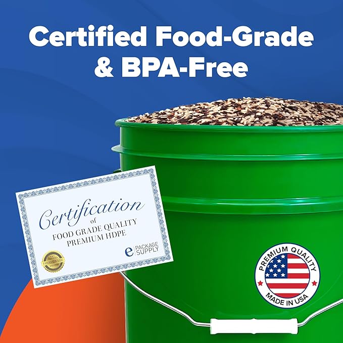 ePackageSupply 5 Gallon Bucket with Airtight Lid | Made in USA | Food Grade | Heavy-Duty Premium HPDE Plastic | Durable 90 Mil All Purpose Pail | Easy Stack and Store | BPA Free | 3 Count