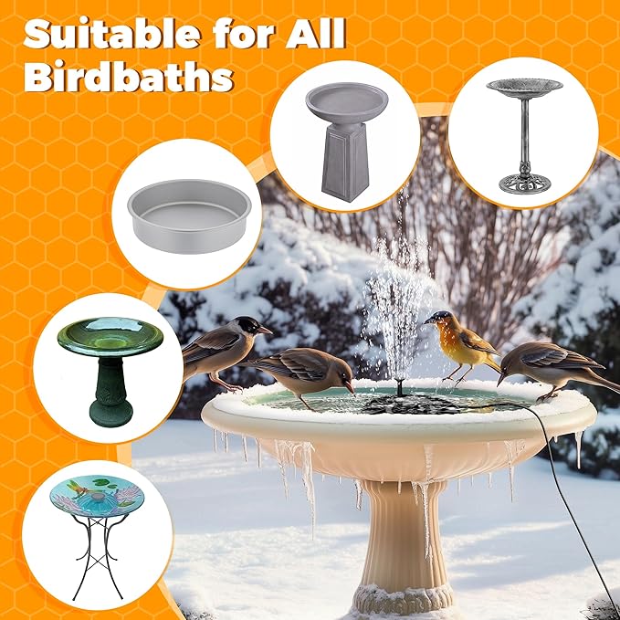 Bird Bath Heater, 70W Submersible Pond Deicer Bird Bath Deicer Birdbath Water Heater Thermostatic Control Power Saving for Outdoors in Winter (Single ice Melter)
