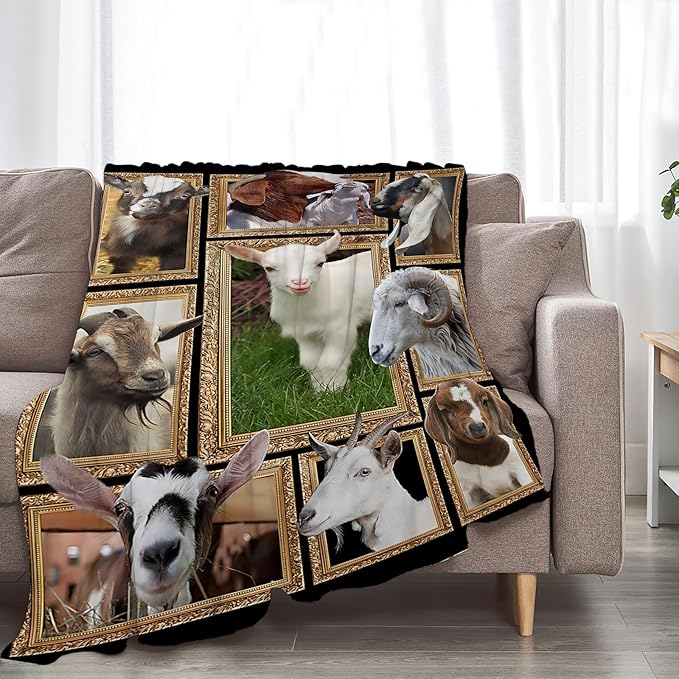 Goat Blanket Ultra Soft Cozy Sheep Throw Blanket Fleece Fuzzy Plush Bedding Goat Sheep Lovers Gifts for Women Girls Kids Adults 80"x60"