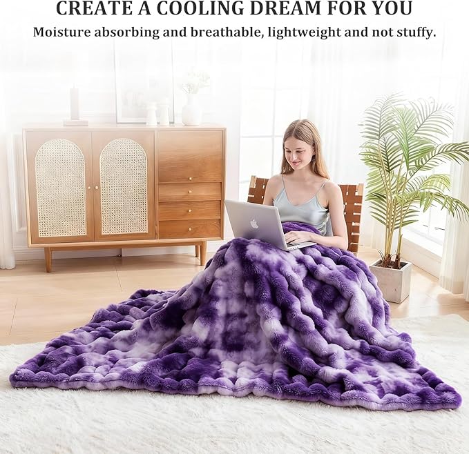 Faux Fur Twin Blanket for Couch, 1000 GSM Cozy Fuzzy Fluffy Soft Plush Thick Bubble Sherpa Blanket for Sofa Bedroom Living Room, Mothers Day Birthday Gifts for Women Home Decor