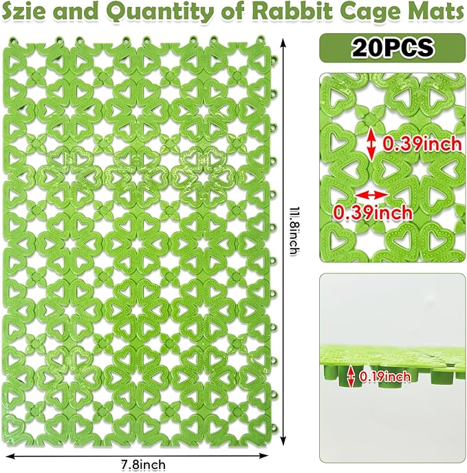 kathson 20PCS Rabbit Feet Pad Plastic Cage Mat Floor Mats Bunny Hole Leak Water Pads for Pet Cats Dogs Hamster Rat Chinchilla Guinea Pig and Other Small Animals