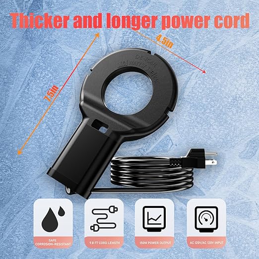 250W Utility De-Icer Submergible Cast Aluminum Chicken Water Heater for Livestock Tank Heater Winter Bird Bath HeaterPower Cord 9.8 Ft Darkgray