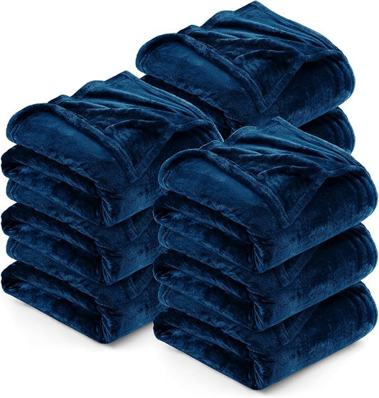 Utopia Bedding Navy 300GSM Fleece Blanket (Queen Size - 90x90 Inch) Luxury Soft Bed Blanket (Bulk Pack of 9)