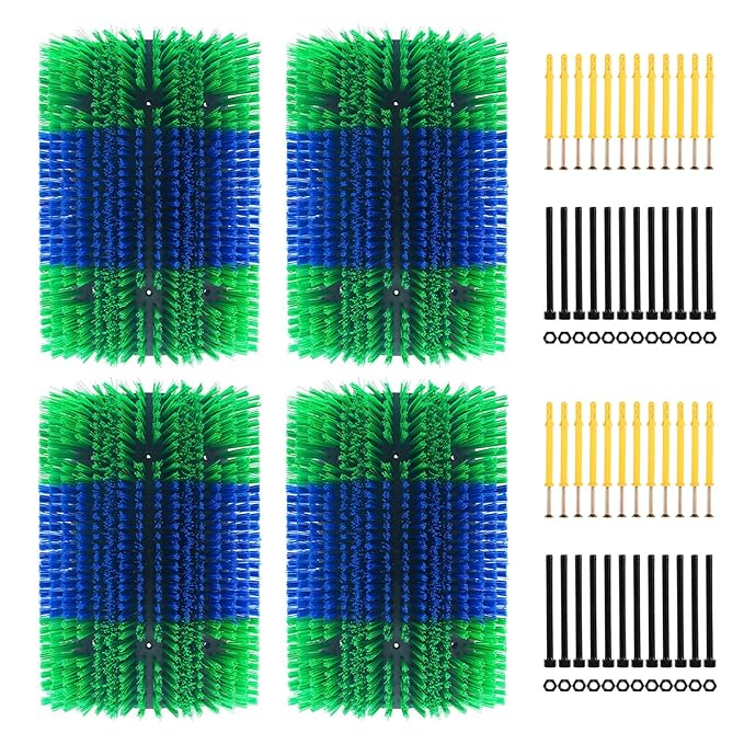 Extra Large Size Livestock Scratching Brush, Upgraded Horse/Goat/Cow/Cattle Scratcher Brush for Grooming, Itch Relief Horse Scratcher Brushes Kit with Two Sets of Mounting Screws(4-Pack,Green)