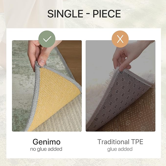 GENIMO 6x9 Area Rugs for Living Room, Modern Abstract Low Pile Rug with Non-Slip Pad, Crease-Resistant Soft Floor Carpet, Single-Piece Rugs for Bedroom, Dining Room, Office, Green Gray