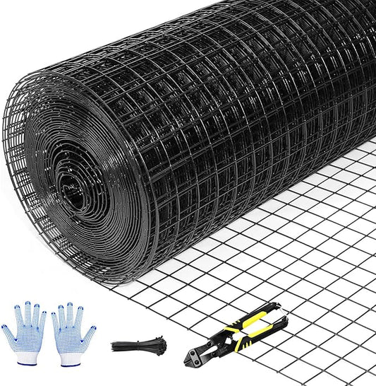 Tongmo 48" x 100' Black Hardware Cloth, 1inch Mesh Chicken Wire Fence, 19 Gauge Vinyl Coated Wire and Welded Wire Roll,Garden Fence, Poultry Netting for Rabbit/Duck/Chicken Coop