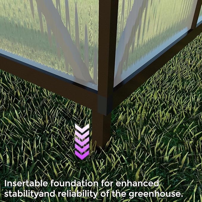 CQZY 6x8 FT Greenhouse for Outdoors, Polycarbonate Greenhouse with Quick Setup Structure and Roof Vent, Aluminum Large Walk-in Green House for Outside Garden Backyard, Dark Gray