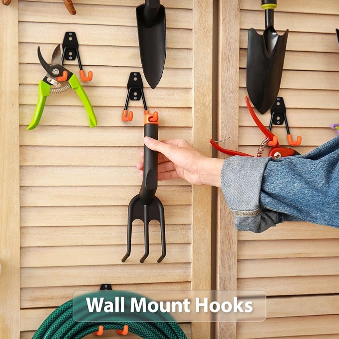 Garage Hooks with Anti-Slip Coating,Heavy Duty Wall Mount Storage Hooks for Hanging Bike,Hose,Ladder,Yard,Garden Tools (8 Pack Orange 4.5x2.75 inch)