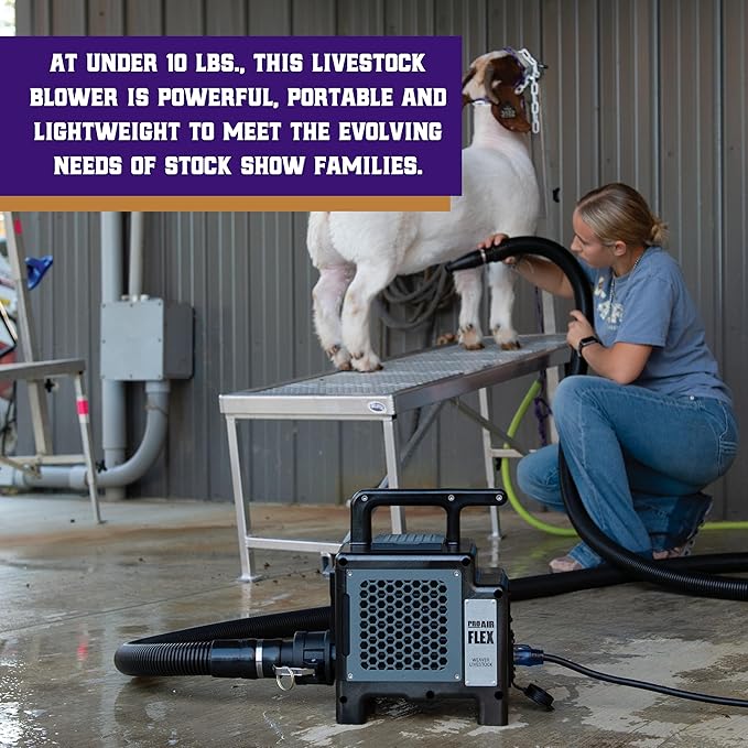 Weaver Livestock ProAir Flex Livestock Blower with Handle, Fast Drying Electric Blower, Lightweight Portable Coat Dryer for Cows, Sheep, Goats (Black)