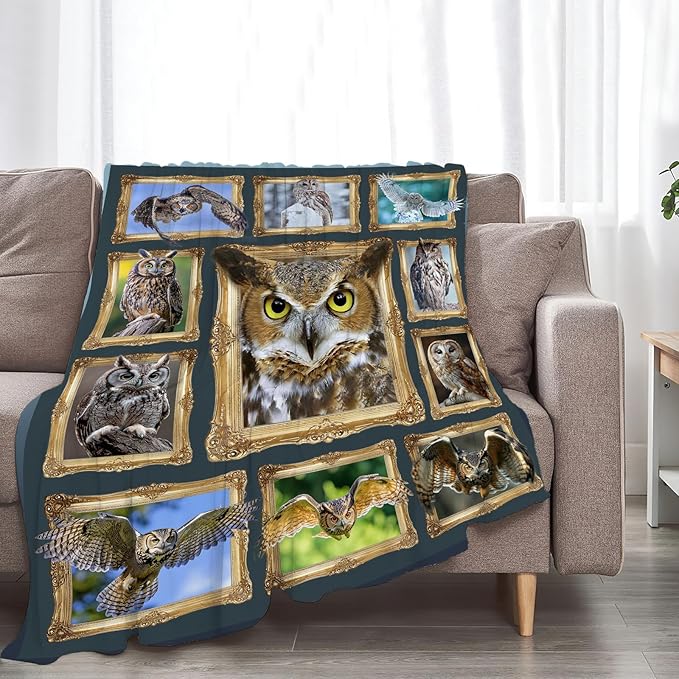 Owl Blanket Gifts for Girls Boys Soft Warm Plush Cute Owl Throw Blanket Flannel Fleece Fuzzy Stuff Blanket for Bed Couch Living Room Decor 50"X40"