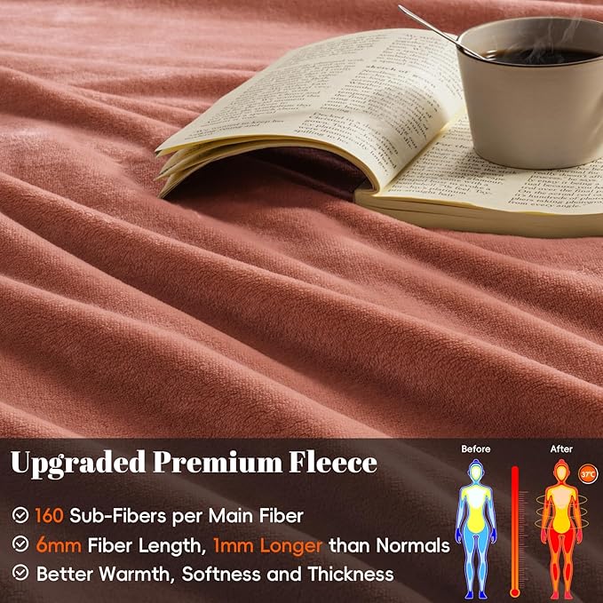 PHF Ultra Soft Fleece Blanket Twin Size, No Shed No Pilling Luxury Plush Cozy 300GSM Lightweight Blanket for Bed, Couch, Chair, Sofa Suitable for All Season, 66" x 90", Tomato Red