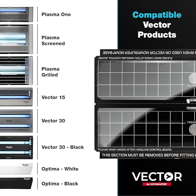 Catchmaster Vector Trap Replacement, UV Light Fly Traps for Home, Unscented Sticky Gnat Glue Boards for House, UV Lamp Insect & Mosquito Killer Refill, Adhesive Bug Light Boards, 12-Pack Black