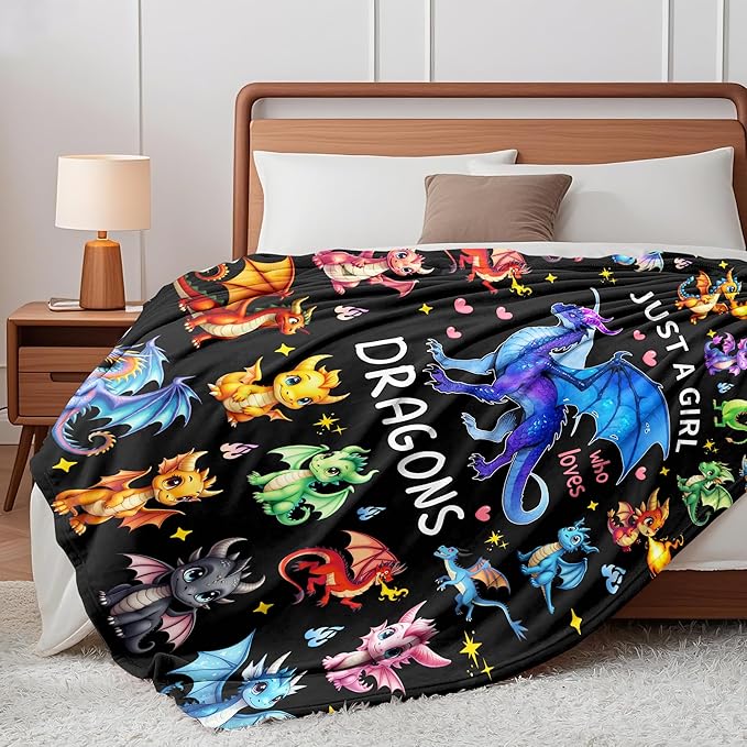 Dragon Blanket Ultra Soft Flannel Dragon Throw Blanket Dragons Birthday Bedding Decor Gifts for Kids Girls Boys Adults 50" x 40"