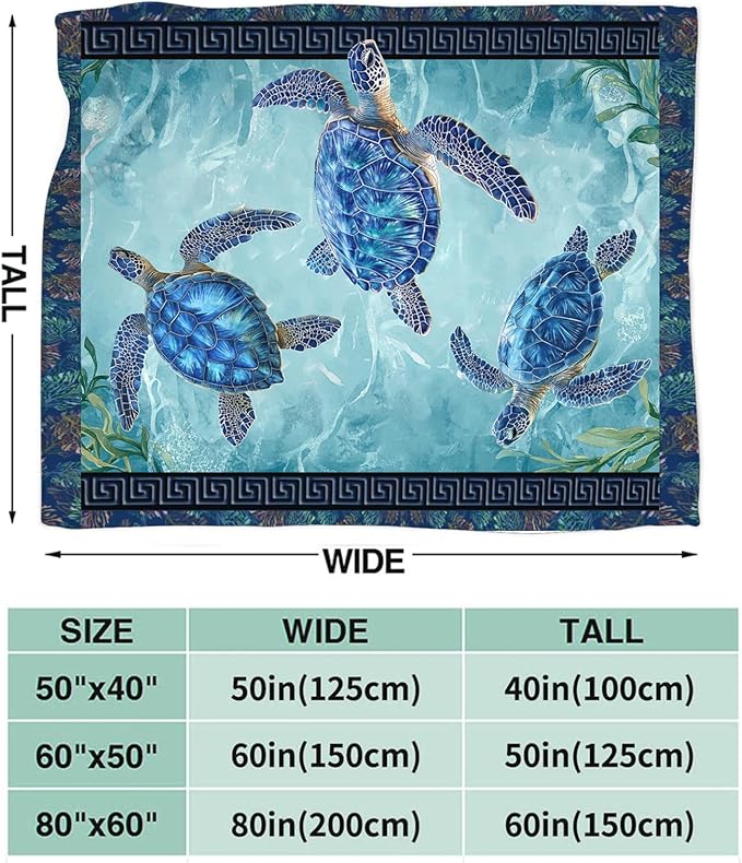 Sea Turtle Blanket Gifts for Girls Boys Ocean Turtles Throw Blankets Cozy Plush Fleece Flannel Fuzzy for Women Men Decor 60"X50"