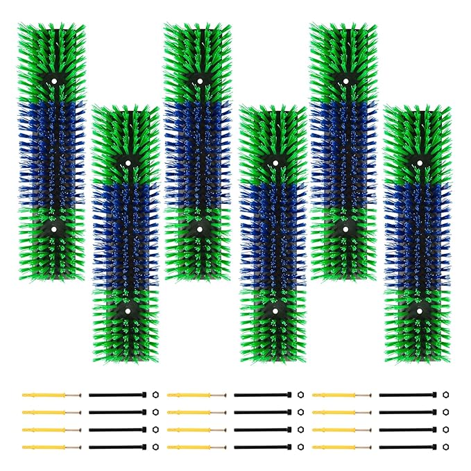 Livestock Scratch Brush for Cattle, Horses, Goats, Cow, Durable Scratching & Massage Grooming Tool for Healthy Coat, Relieves Itching, Easy Install on Fence Posts(6pcs, Green)