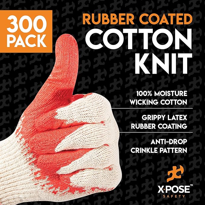 Working Gloves Red & Blue Palm Working Gloves - Latex Rubber Coated Knit with Grip-Safety Gloves for Construction,Electrician
