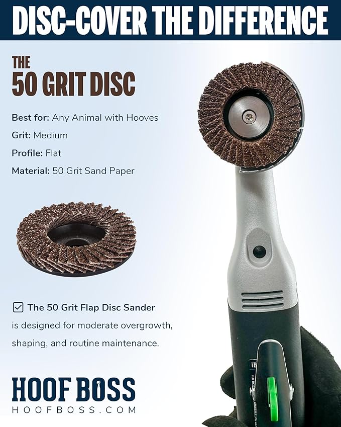 Hoof Boss Electric Pig Hoof Trimmer Kit, 110V US — Rotary Hoof Grinder for Pigs & Swine with Medium & Fine Discs, Dome Top Finisher, Buffing Sander, Safety Glasses & Tool Bag