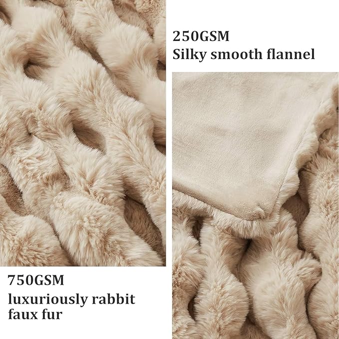 Faux Fur Twin Blanket for Couch, 1000 GSM Cozy Fuzzy Fluffy Soft Plush Thick Bubble Sherpa Blanket for Sofa Bedroom Living Room, Mothers Day Birthday Gifts for Women Home Decor
