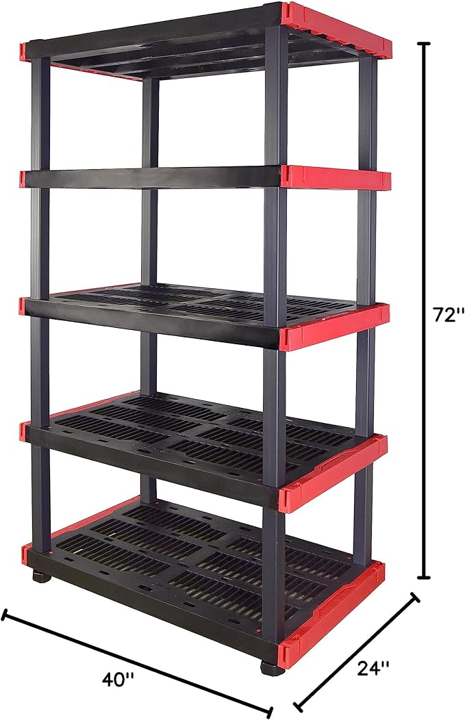 CX Craftsman, 5-Tier Highly Durable Storage Rack, 200lbs/shelf, (72.3H x 40W x 24D), Interlocking Shelving Unit and Weather-Resistant Design, American Made Garage Shelf