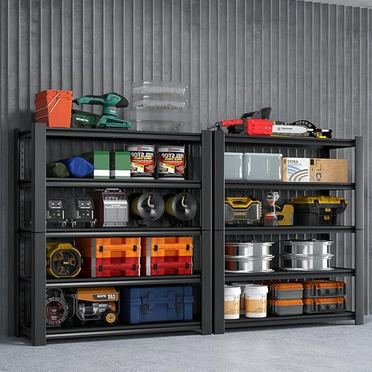 Heavy Duty 5-Tier Garage Storage Shelving Unit, Boltless Metal Rack for Garage Organization, Adjustable Freestanding Steel Shelf, Black, 76H x 60W x 24D
