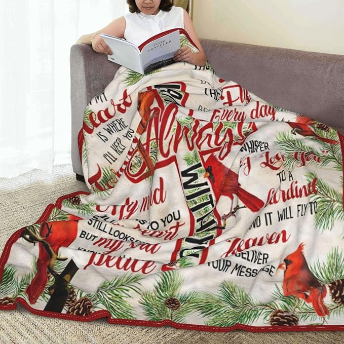 Cardinal Blanket Cardinals Throw Blanket Soft Fleece Flannel Bedding Red Bird for Women Girls Men Lovers Adults Stuff Plush for Couch Sofa Bed Room Decor 60"X80"