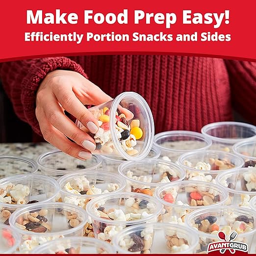 Leakproof BPA-Free 5.5 oz Souffle Cups and Lids 200 Pk. Stackable Portion Containers for Sampling, Salad Dressing, Sauces, Jello Shot. Plastic Food Prep Supplies for Restaurant Cafe Catering Deli.