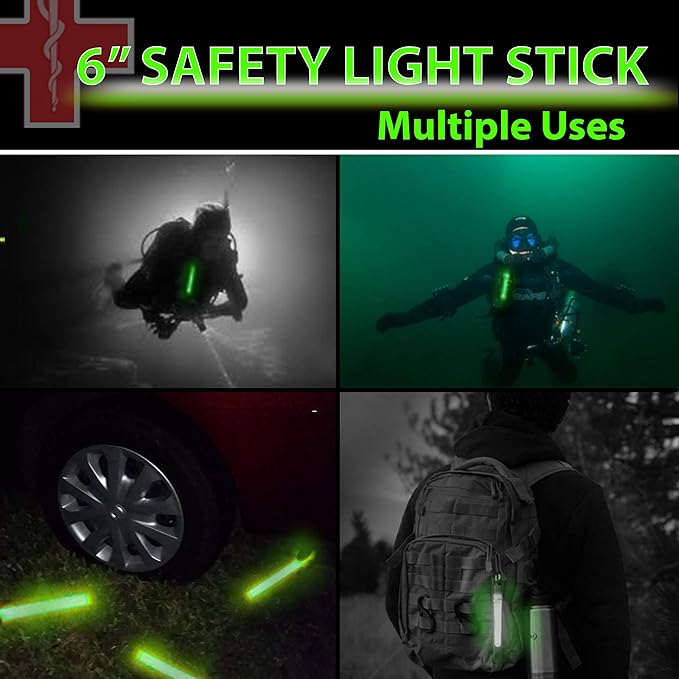 32 Ultra Bright 6 Inch Large Green Halloween Glowsticks - Chem Lights Sticks with 12 Hour Duration - Camping Glowsticks, Emergency Glow Stick For Storms Blackouts - Glowsticks for Parties Activities