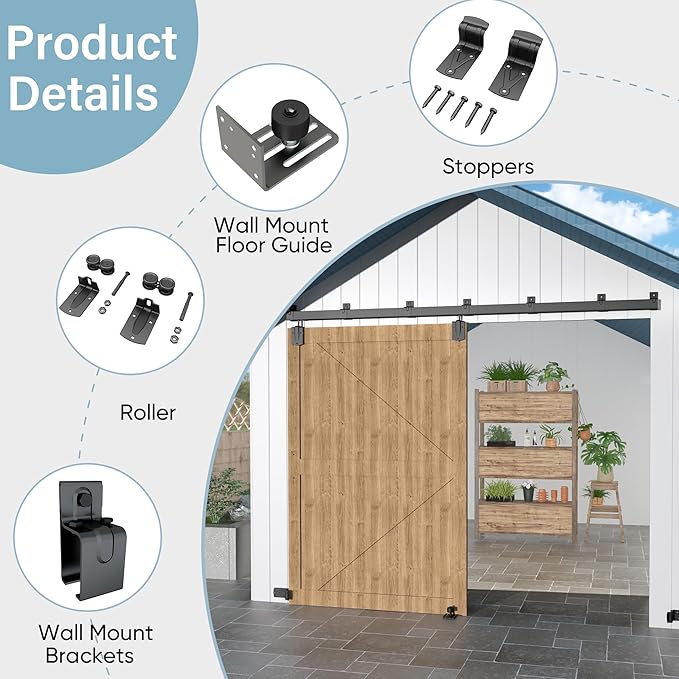 10FT Heavy Duty Exterior Barn Door Hardware Kit, BarnBase Box Rail Hardware kit, Outdoor Barn Door Hardware Kit for 1 Door(Door not Include), 450 lbs Capacity, Black