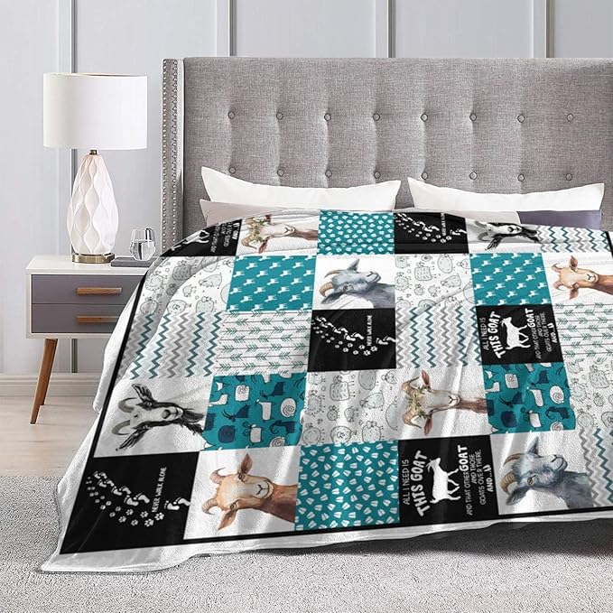 Goat Blanket Soft Warm Cute Goat Flannel Plush Throw Blanket Cozy Lightweight Sheep Fleece Bedding Stuff Animal Decor Blanket Gifts for Lover Girls Boys Kids Adults Women Bed Travel 40"x50"