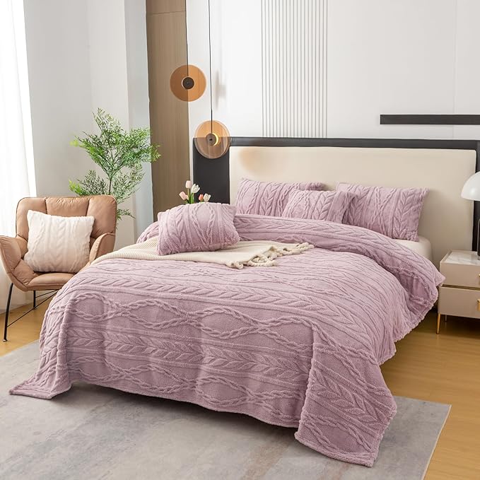 YUSOKI Sherpa Queen Size Blanket-3D Stylish Design Super Soft Fuzzy Cozy Warm Blanket Thick Plush Fluffy Furry Blankets for Teen Girls Women Couch Bed Sofa Chair Men Boys Gift(Rose Pink,90"x90")