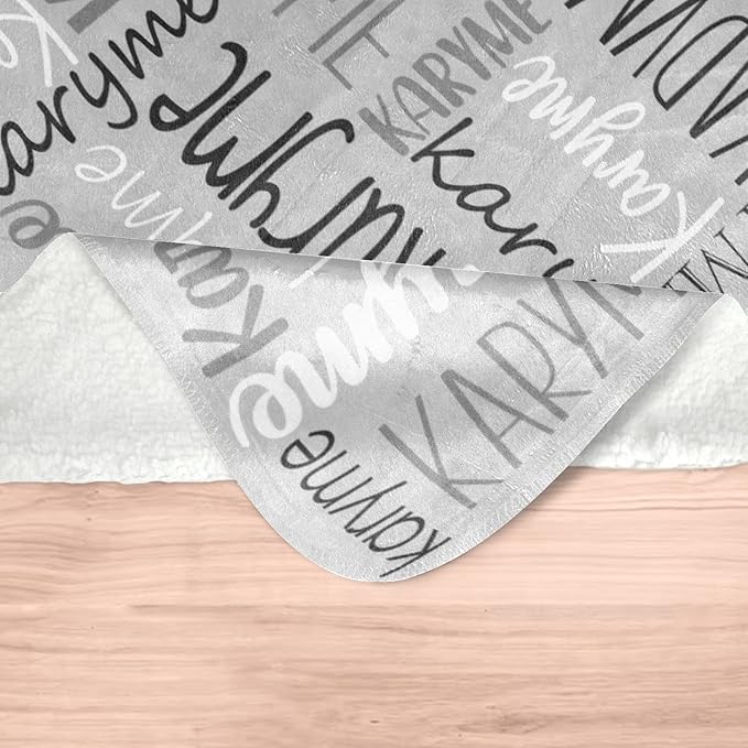Personalized Blankets with Names Baby Gifts for Girls Boys Custom Soft Fleece and Sherpa Name Blanket for Kids and Adults Birthday for Daughter Son Granddaughter Grandson (Light Grey)
