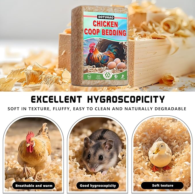 Pine Shavings, Wood Shavings, Chicken Coop Bedding, All Natural Chicken Coop, Chickens Bedding, Small Animal Pine Beddings for Pet Guinea Pigs, Rabbits, Hamsters, Gerbils (1 LB)