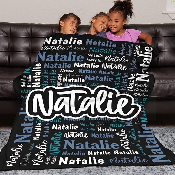 Custom Blanket with Name Personalized Blankets for Kids Adult Boys Girls Flannel Monogrammed Customized Blankets Throw (40''x50'')