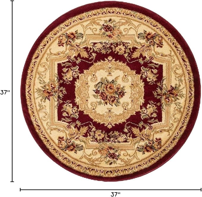 Unique Loom Versailles Collection Traditional Classic Floral Motif Area Rug (3' 3 x 3' 3 Round, Burgundy/Ivory)