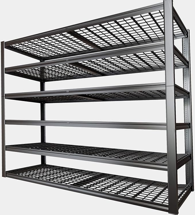 64" Wide 6-Tier Garage Shelving Unit, 64" W x 24" D x 84" H, Heavy Duty Garage Storage Shelves,3900 LBS Capacity, Industrial Adjustable Shelves for Basement Warehouse